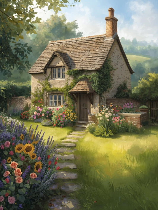 Paint by Number Cozy Country Cottage – Adult Paint by Number Kit