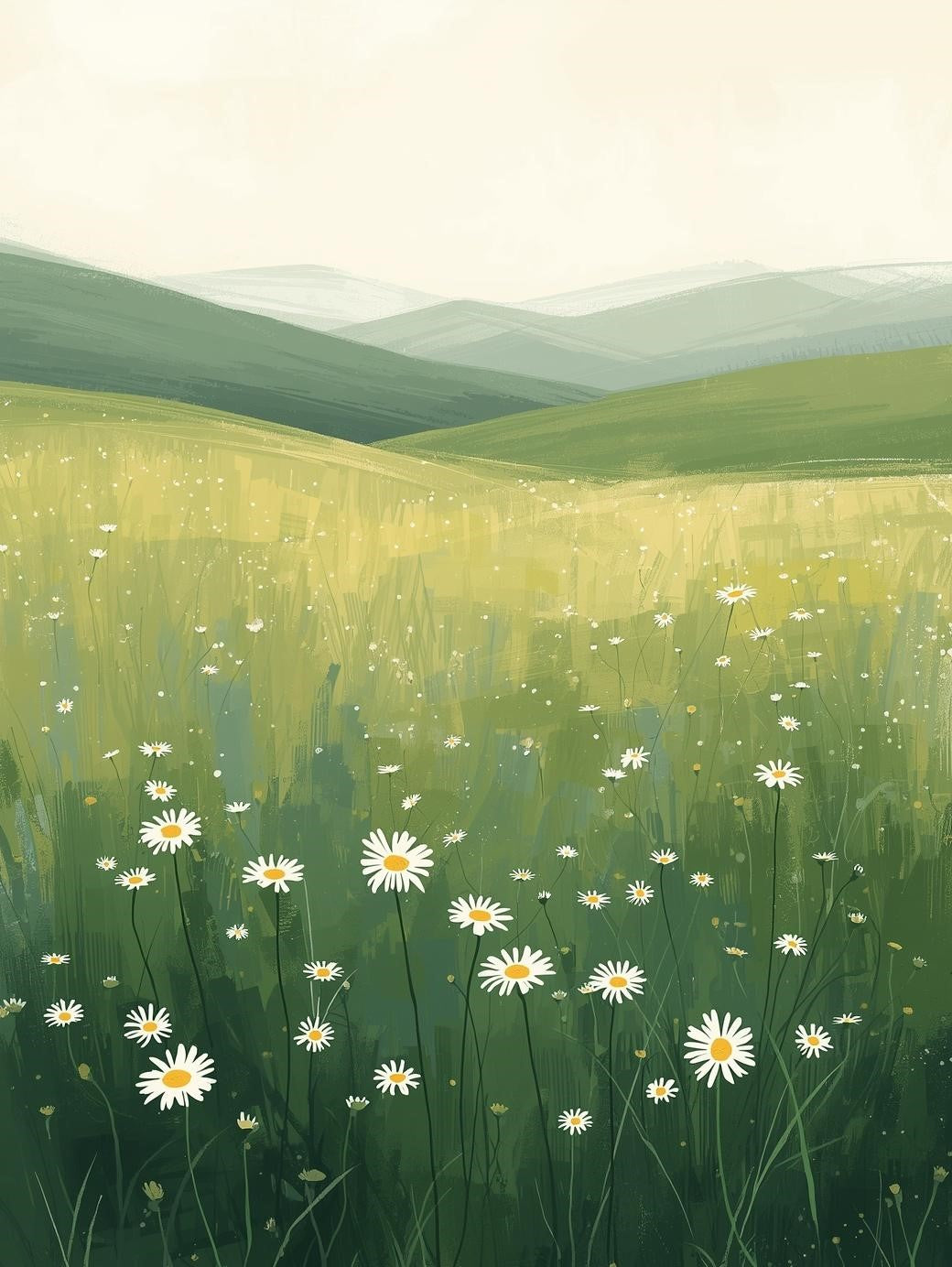 Paint by Number Soft Rolling Daisy Hills – Adult DIY Painting Kit