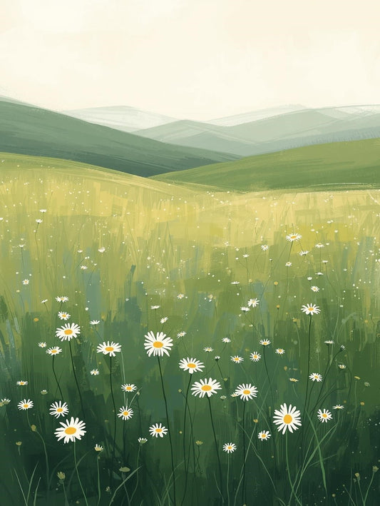 Paint by Number Soft Rolling Daisy Hills – Adult DIY Painting Kit