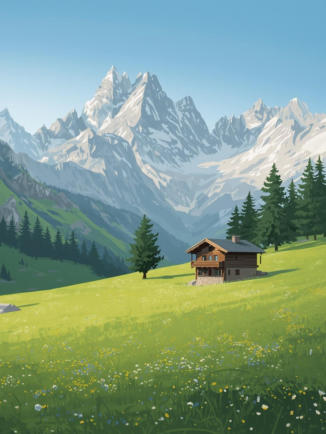 Paint by Number Alpine Meadow Cabin Retreat – Adult Paint by Number Kit