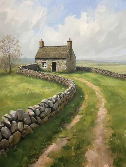 Paint by Number Rustic Stone Cottage View – Adult Painting Kit