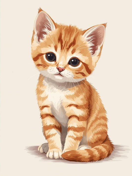 Paint by Number Cute Orange Tabby Kitten Portrait – Easy Paint Kit for Adults