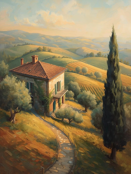 Paint by Number Tuscan Hillside Villa – Adult Paint by Number Kit