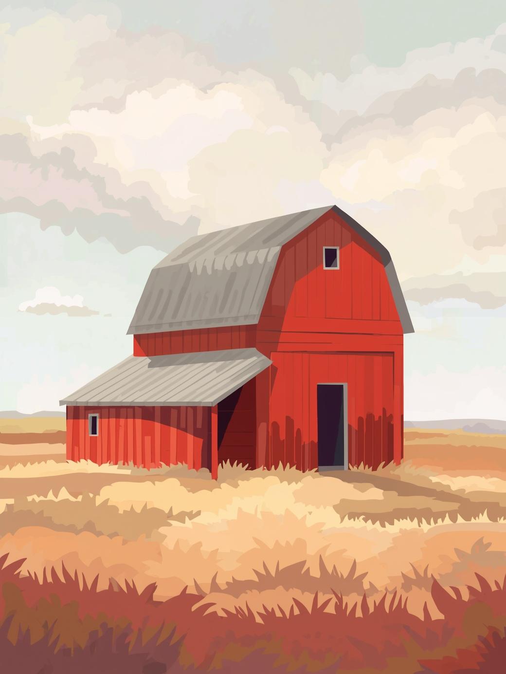 Paint by Number Classic Red Barn in Open Field – Easy Paint Kit for Adults