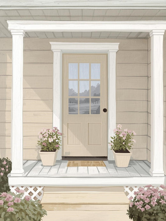 Paint by Number Peaceful Front Porch with Flowers – Easy Paint Kit for Adults