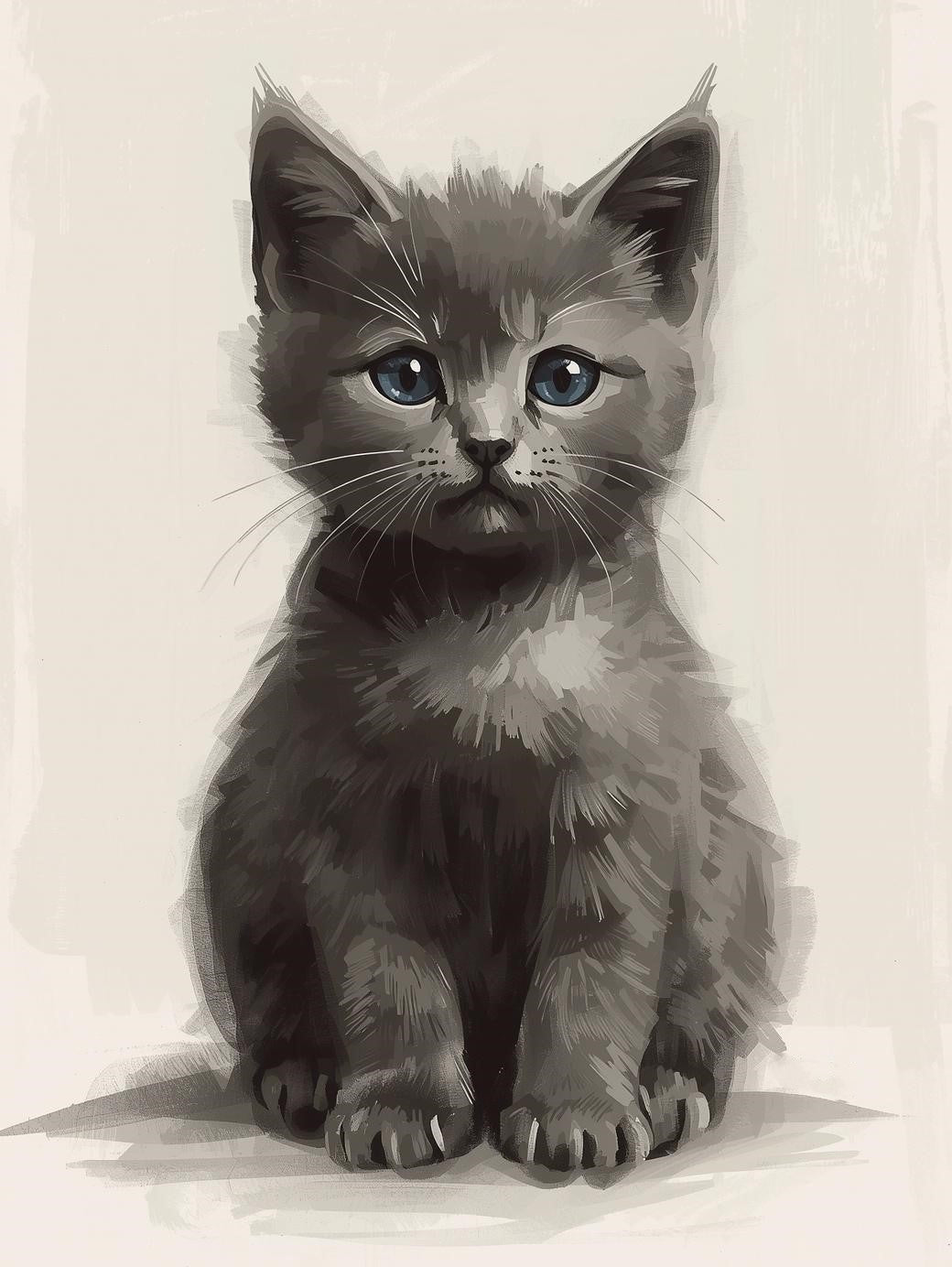 Paint by Number Soft Gray Kitten Portrait – Easy Paint Kit for Adults