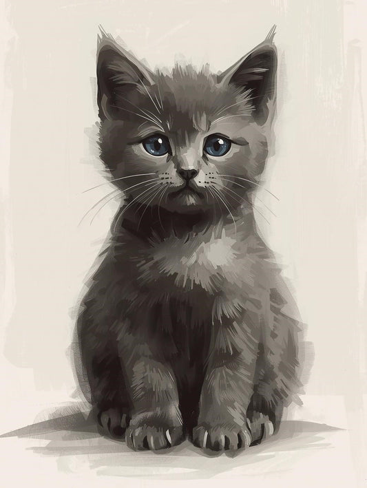 Paint by Number Soft Gray Kitten Portrait – Easy Paint Kit for Adults