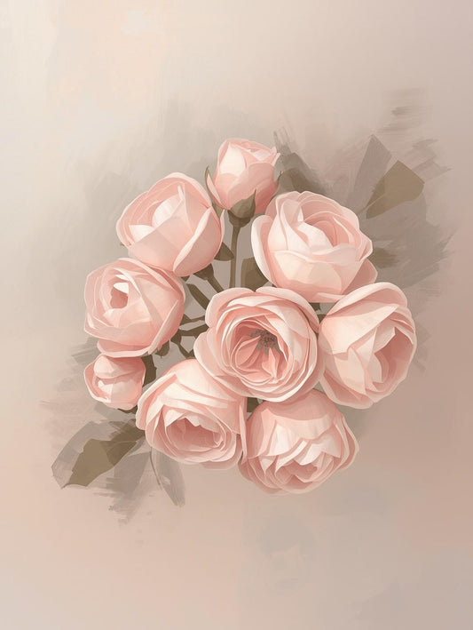 Paint by Number Soft Pink Rose Bouquet – Easy Paint Kit for Adults