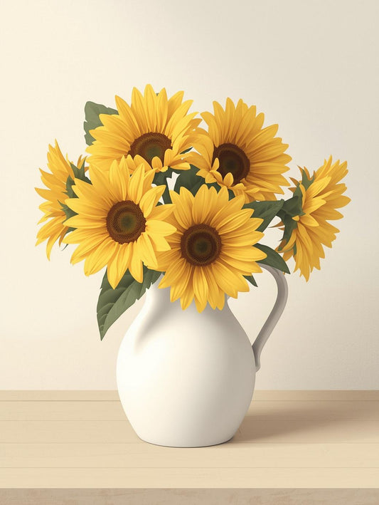 Paint by Number Sunflowers in White Vase – Paint by Number Kit for Adults