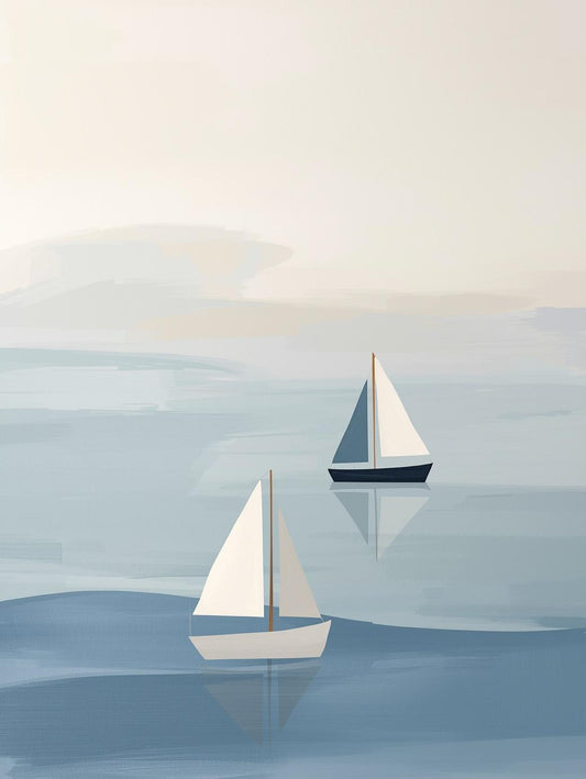 Paint by Number Minimal Sailboats on Calm Water – Paint by Number Kit for Adults