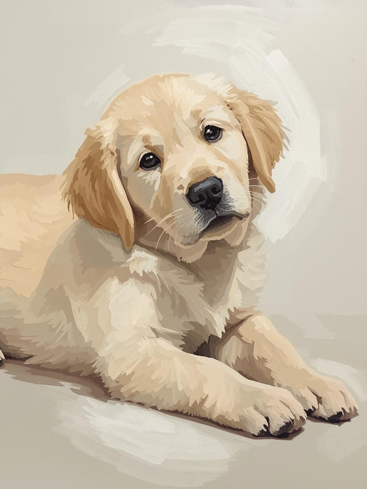 Paint by Number Golden Retriever Puppy Portrait – Paint by Number Kit for Adults