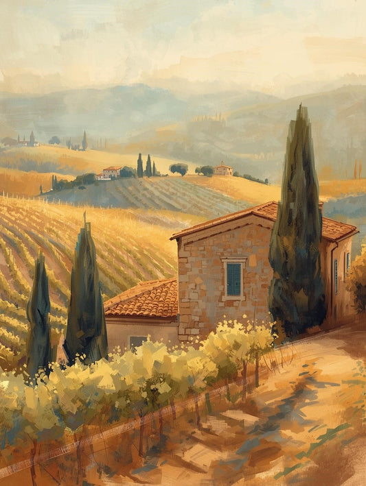 Paint by Number Golden Valley Vineyard Villa – Adult DIY Painting Kit