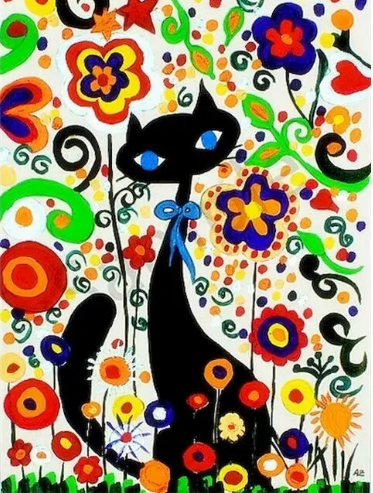 Abstract Black Cat