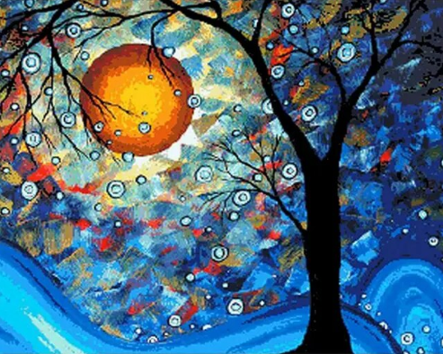 Abstract Tree And Moon