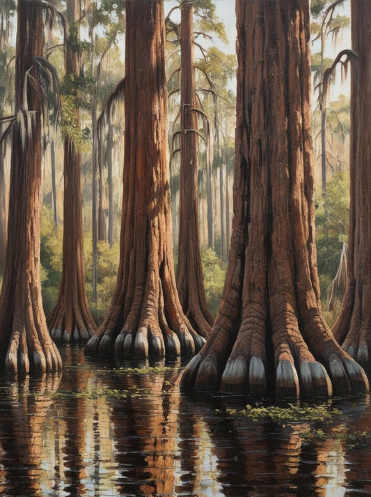 Paint by Number Congaree National Park (South Carolina) – Ancient Cypress Trees in the Floodplain