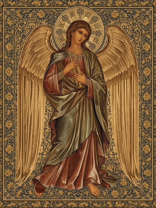 Celestial Trumpet Angel – Sacred Herald Icon Paint by Number