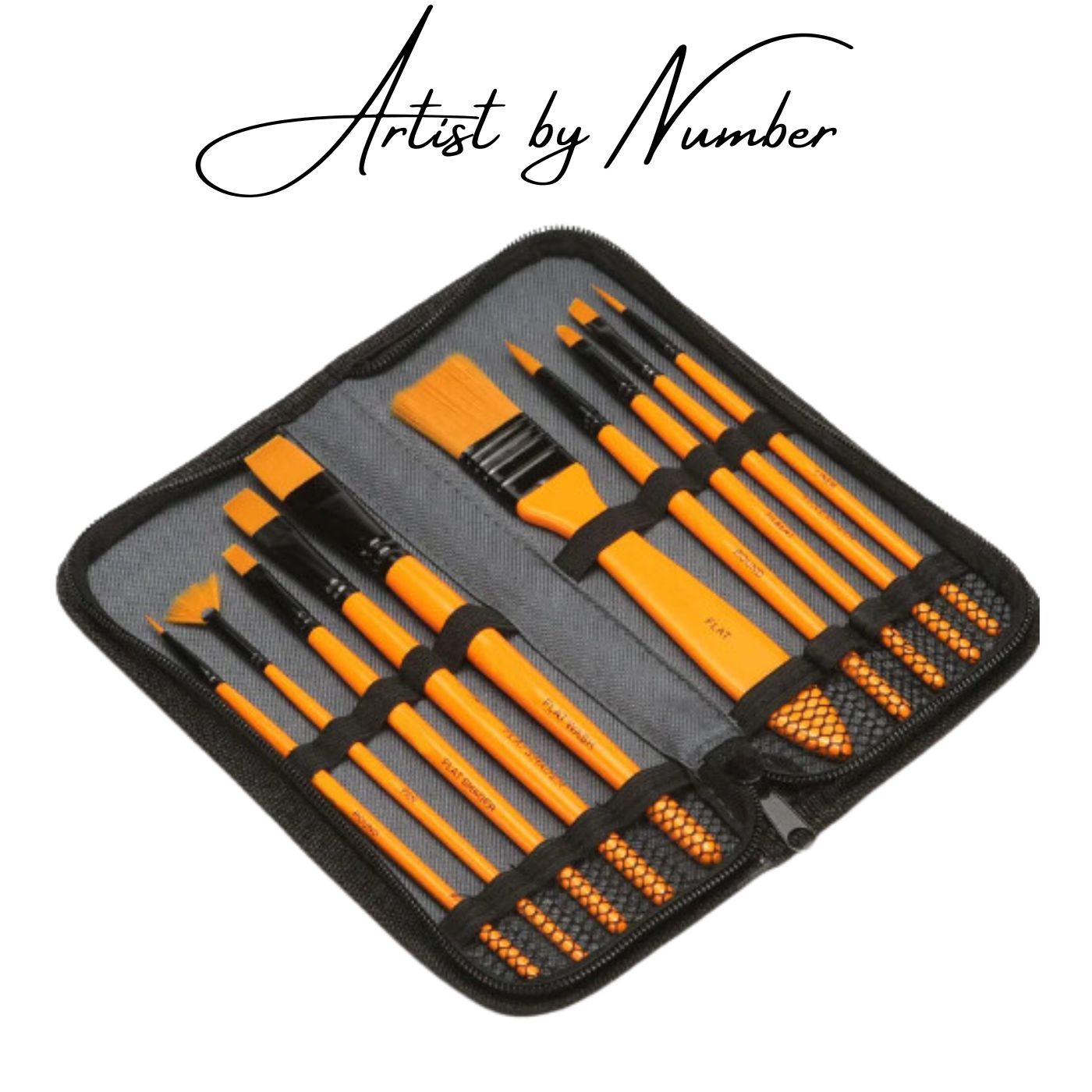 10 Piece Premium Artist Paint Brush Set with Zipper Pouch