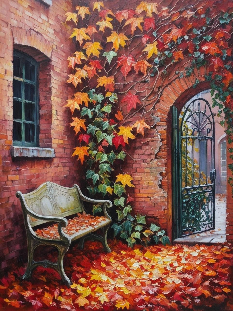 Paint By Number Autumn Garden in a Hidden Courtyard