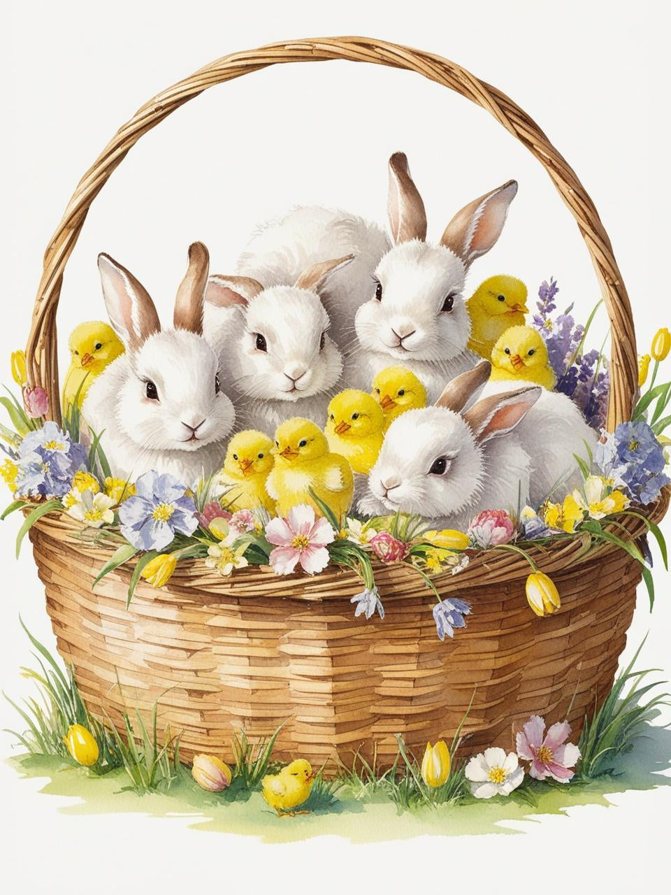 Paint By Number Baby Bunnies & Chicks Basket of Cuteness