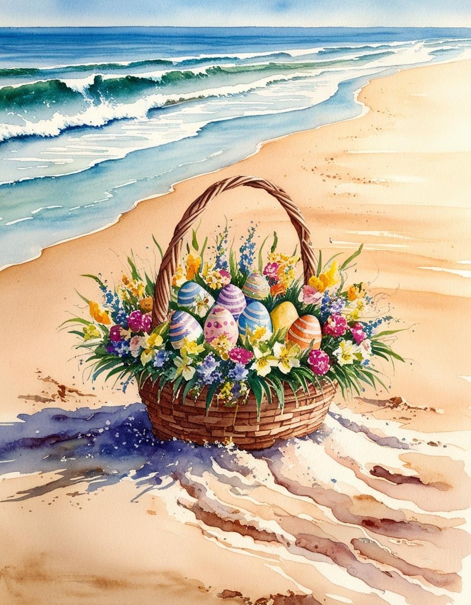 Paint By Number Basket in the Ocean Breeze