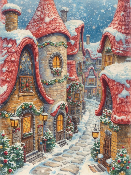 Paint by Number Beautiful Whimsical Christmas Village