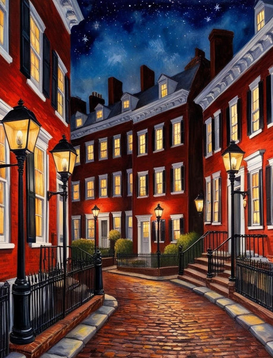 Paint By Number Boston – Historic Beacon Hill at Night