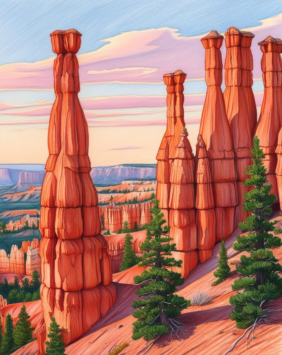 Paint by Number Bryce Canyon National Park (Utah) Rock Formations in B ...