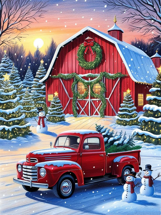 Paint by Number Enchanted Christmas Tree Farm Sunset