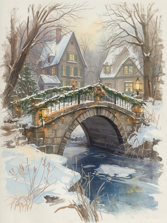 Paint by Number Christmas Bridge Over the Creek