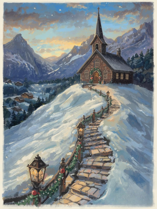 Paint by Number Christmas Chapel in the Alps