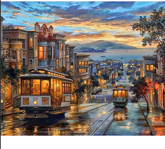 City Trolley Car Diamond Painting Set