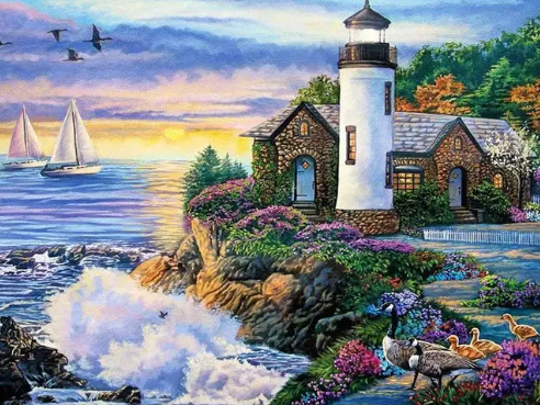 Coastal Charm Lighthouse Paint by Number
