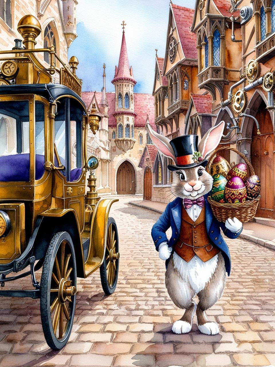 Paint By Number Cobblestone Adventures A Steampunk Bunny’s Journey