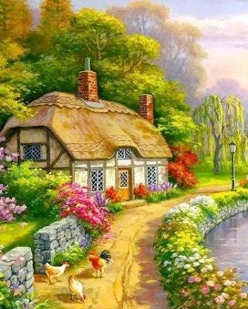 Cottage by the River Diamond Painting Set