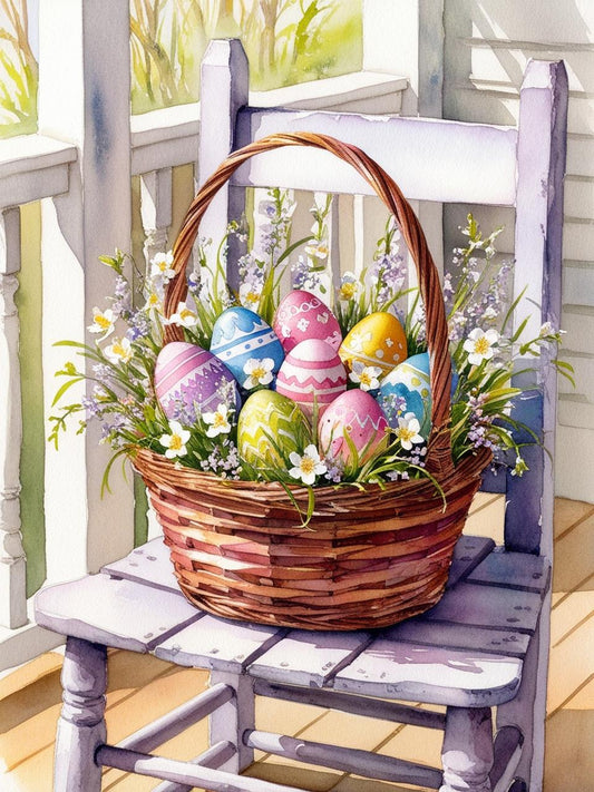 Paint By Number Country Charm Easter Eggs on the Porch