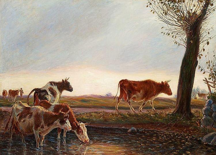 Paint by Number Cows homeward bound in the evening - Theodor Philipsen