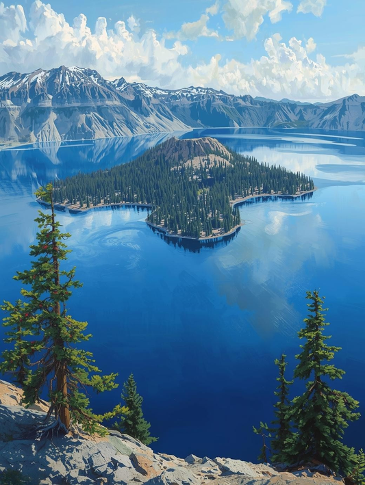 Crater Lake National Park (Oregon) Wizard Island Paint by Number
