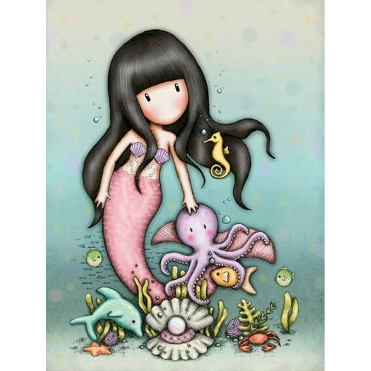 Cute Cartoon Girl Mermaid Diamond Painting Set