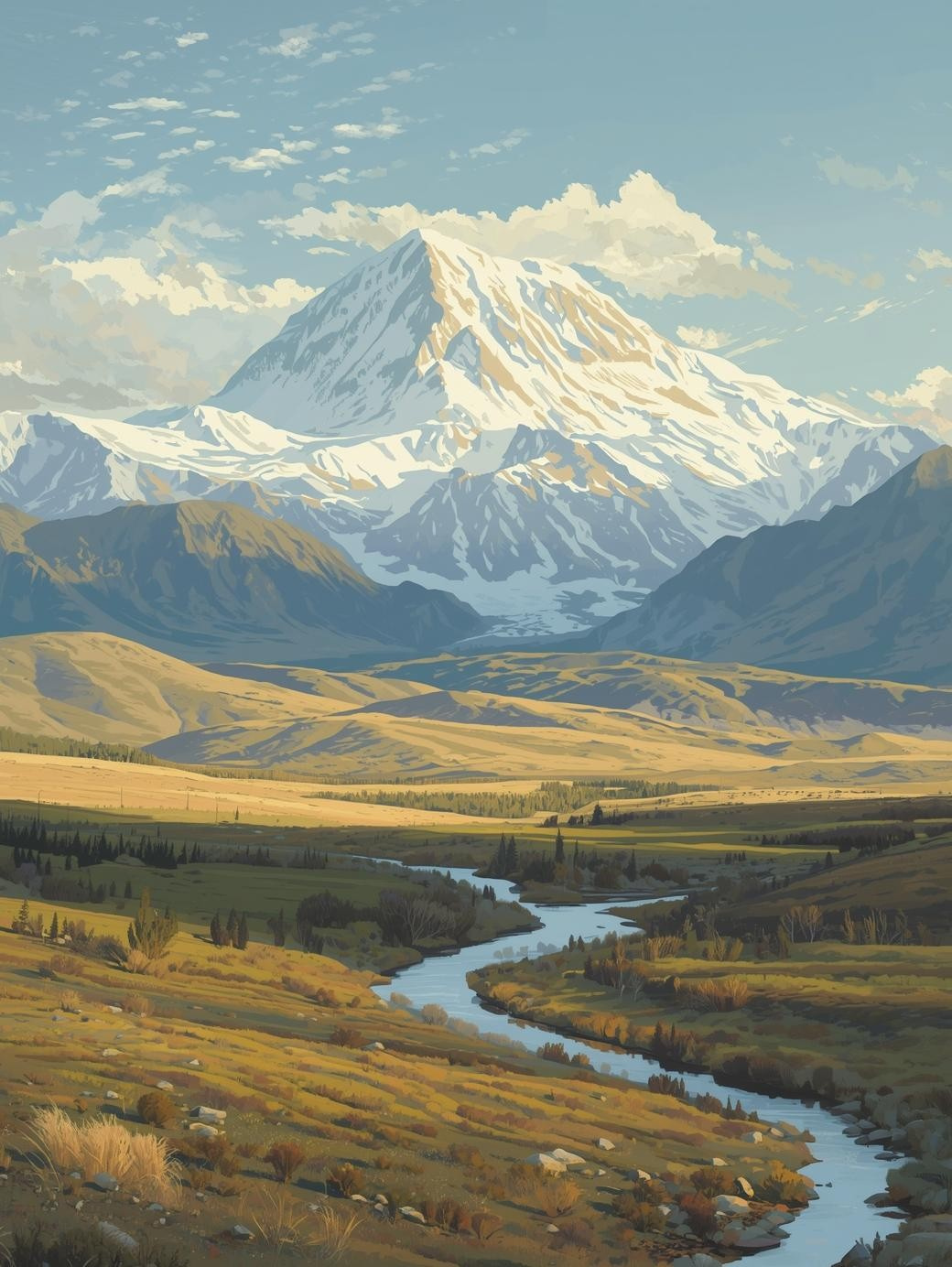 Denali National Park (Alaska) – Mount Denali Landscape Paint by Number
