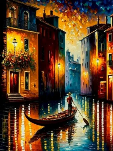 Dreamy Venice Gondolas at Twilight Paint by Number