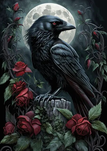 Ebon Elegance Crow Paint by Number