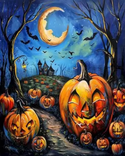 Eerie Pumpkins Paint by Number