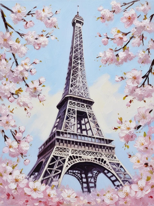 Paint By Number Eiffel Tower in Springtime