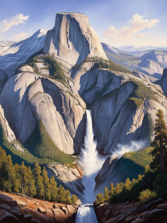 Paint by Number Yosemite National Park (California)  El Capitan and a Flowing Waterfall