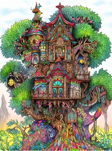 Paint by Number Elven Treehouse Oasis