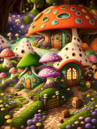 Enchanted Mushroom Meadow Diamond Painting Set