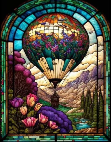 Enchanted Skies Hot Air Balloons in Magical Forest Diamond Painting