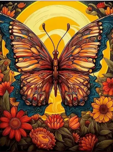 Paint By Number Enchanted Sunflower Meadow with Butterfly