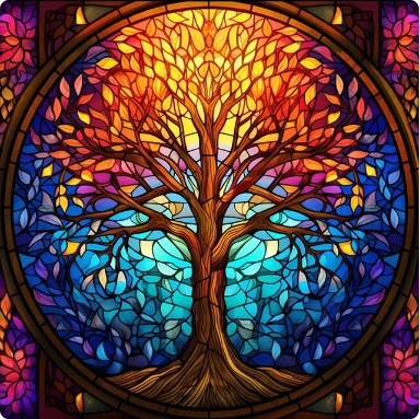 Everlasting Unity Stained Glass Tree of Life Diamond Painting