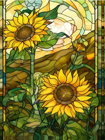 Fields of Gold Stained Glass Sunflower Diamond Painting